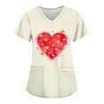 thumbnail image 1 of Womens Heart Printed Animals Nurse Uniforms Scrub Tops for Women, Short Sleeve V Neck Scrub Shirt with Pockets Khaki L, 1 of 4