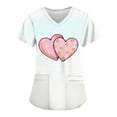 thumbnail image 1 of Womens Heart Printed Animals Nurse Uniforms Scrub Tops for Women, Short Sleeve V Neck Scrub Shirt with Pockets White M, 1 of 4
