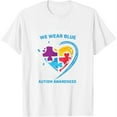 thumbnail image 1 of Womens Heart Puzzle Pieces In April We Wear Blue Autism Awareness Short Sleeve T-Shirt White 4X-Large, 1 of 5