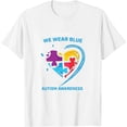 thumbnail image 1 of Womens Heart Puzzle Pieces In April We Wear Blue Autism Awareness Short Sleeve T-Shirt White Medium, 1 of 5