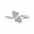 thumbnail image 1 of Womens Heart Ring, Delicate Promise Ring For Her, Bypass Diamond Engagement Ring, Pave Set Diamond Wedding Ring, 14K White Gold Plated, 1.6 Ct Simulated Diamond, Gifts For Mom, 1 of 4