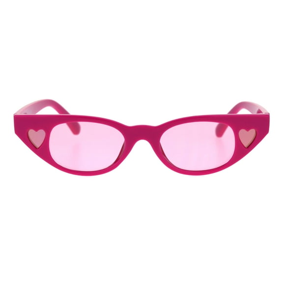 Womens Heart Side Lens Round Oval Cat Eye Plastic Sunglasses All Pink