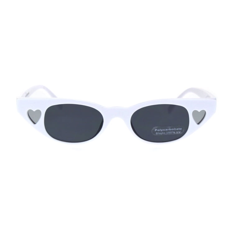 Womens Heart Side Lens Round Oval Cat Eye Plastic Sunglasses  display picture 3
