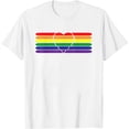 thumbnail image 1 of Womens Heart Strip With Rainbow Pride Rainbow Colours T-Shirt White Large, 1 of 5