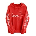 thumbnail image 1 of Womens Heart Valentines Day Hoodies Graphic Cute Valentine Sweatshirt Holiday Casual Fall Spring Long Sleeve Hoodie, M Red, 1 of 5