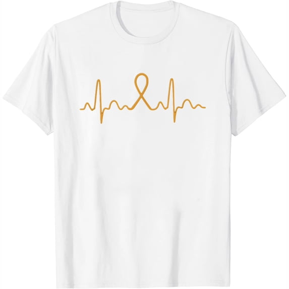 Womens Heartbeat - Childhood Cancer Shirt Childhood Cancer Support White Large