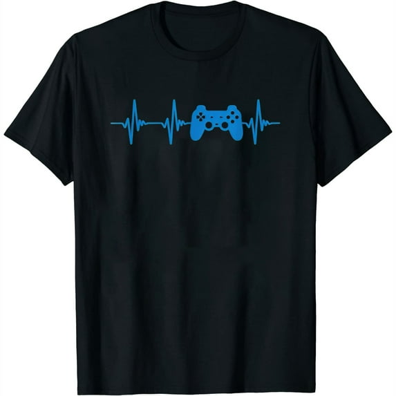 Womens Heartbeat Of A Gamer T Shirt Video Games Console Controller T-Shirt Black X-Large