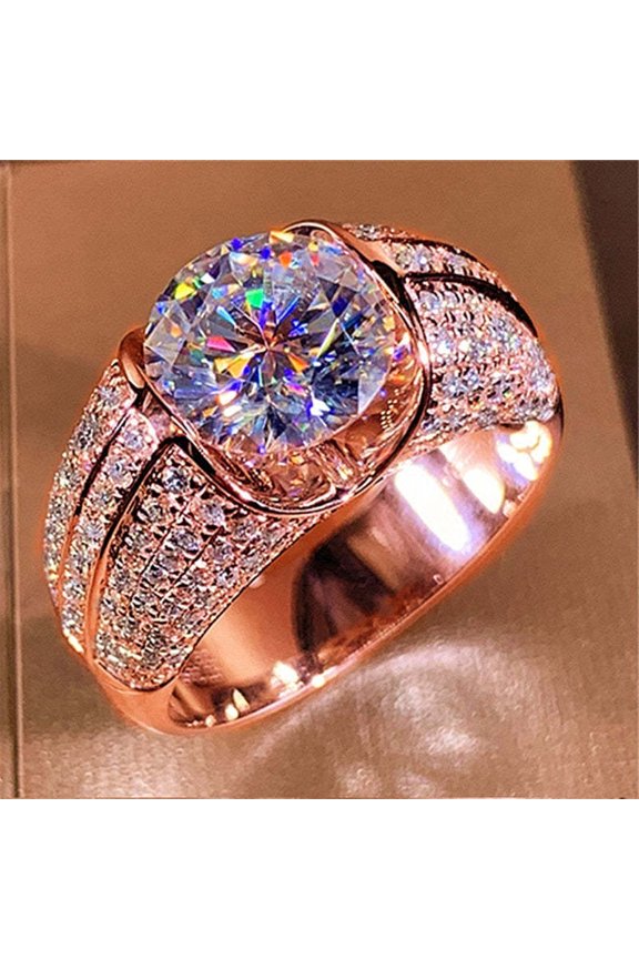 Womens Hearts And Arrows Moissanite Ring Gold Plated Alloy Engagement Wedding Anniv New Jewelry Dazzling Chic