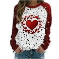 thumbnail image 1 of Womens Hearts Print Tunic Tops Crewneck Raglan Long Sleeve Loose Valentines Day Sweatshirts Pullover Blouses (XL, Red 06), 1 of 5