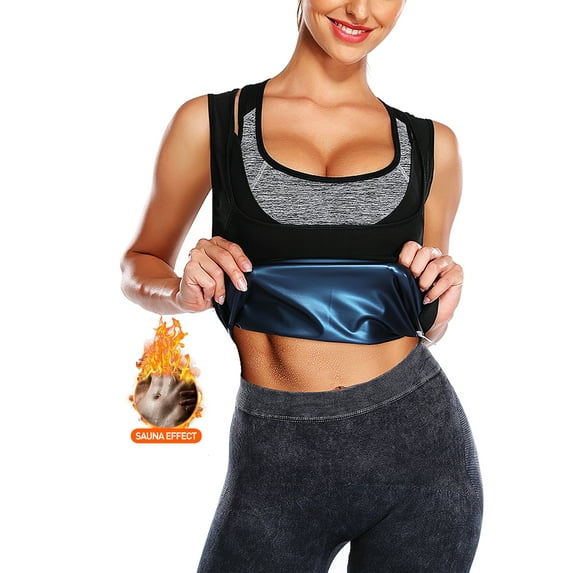 Womens Heat Trapping Pullover Sweat Enhancing Vest Gather Chest Sauna Tank Top Workout Gym Shapewear
