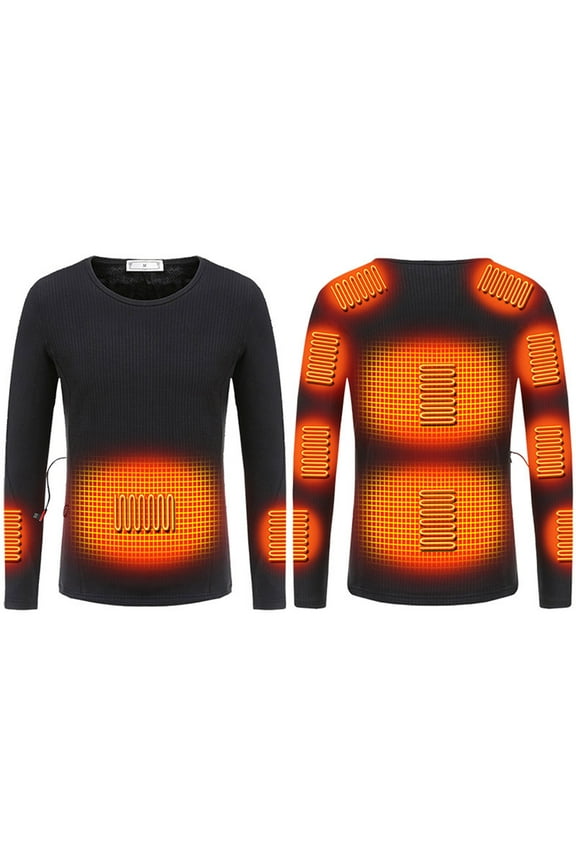 Womens Heated Jacket Puffer Coat Adult Fashion Plush Heating Loose Long Sleeve Round Neck Blouse Casual Solid Color Tops Coat