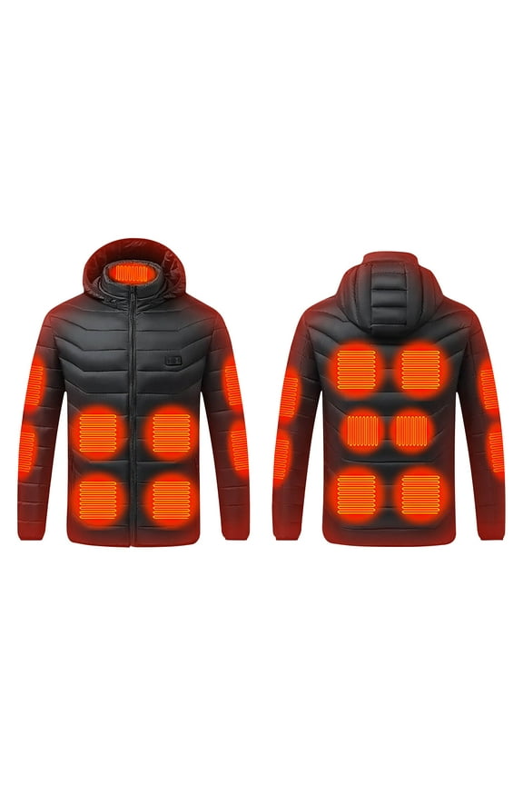 Womens Heated Jacket Puffer Coat Unisex Casual Zipper Double Control 15 Areas Heat Heating USB Charging Jackets