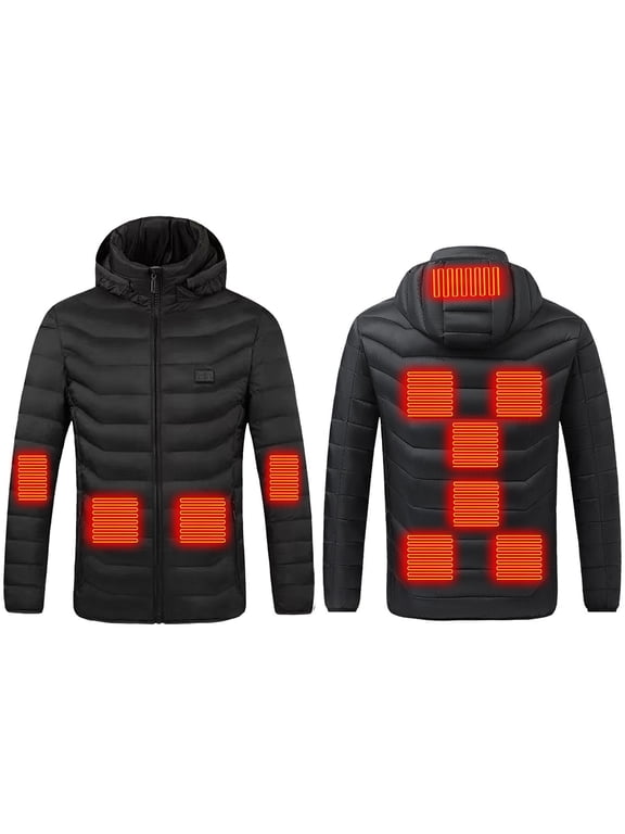 Womens Heated Jacket Sevevn Women Heated Jackets Detachable Hood Lightweight Waterproof Zip Winter Fleece Coat 11 Zones Heated Coat