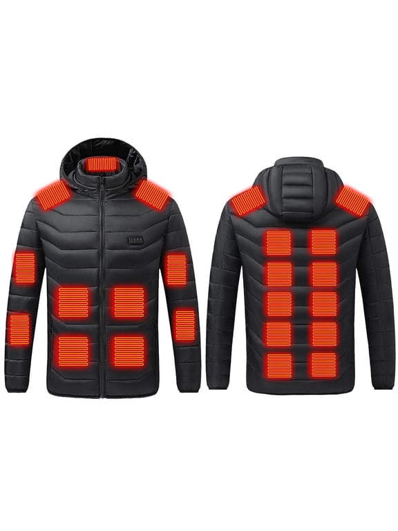 Womens Heated Jacket Sevevn Women Heated Jackets Detachable Hood Lightweight Waterproof Zip Winter Fleece Coat 25 Zones Heated Coat