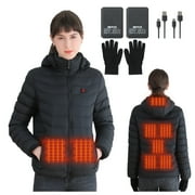 Womens Heated Jacket with 2PCS 10000mAh Power Bank,3 Heating Level and 8 Heating Zone(M)