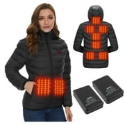 Womens Heated Jacket with 2pcs 10000mAh Power Bank,9 Heat Zones for Heated CoatL