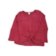 thumbnail image 1 of Womens Heather Red Tie Hem Long Sleeve Dressy Sweatshirt Top Shirt XXL, 1 of 1
