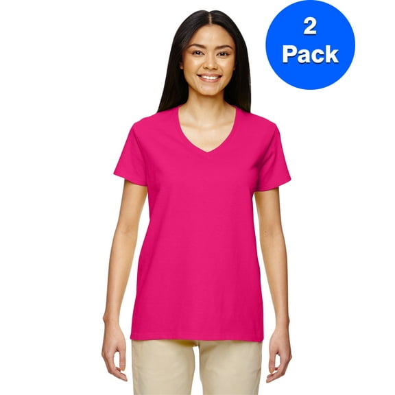 Womens Heavy Cotton 5.3 oz. V-Neck T-Shirt 2 Pack