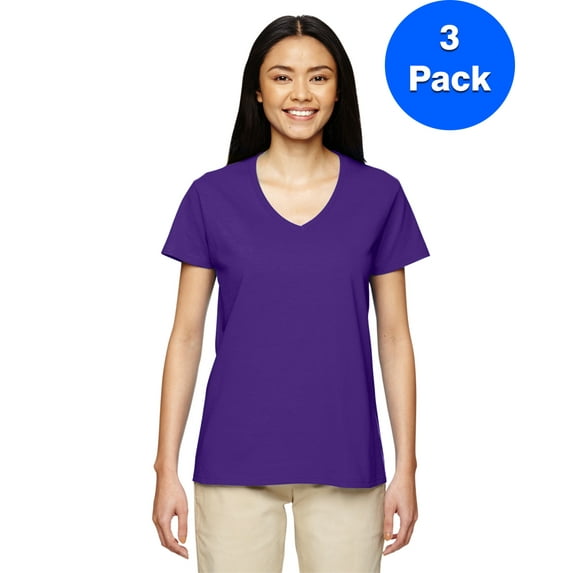 Womens Heavy Cotton 5.3 oz. V-Neck T-Shirt 3 Pack