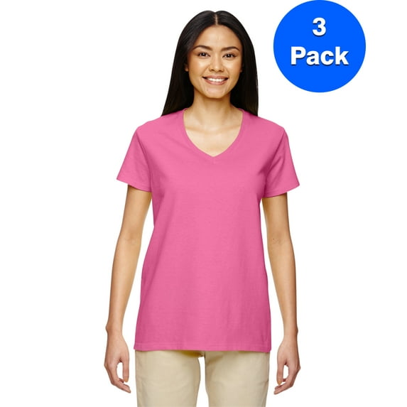 Womens Heavy Cotton 5.3 oz. V-Neck T-Shirt 3 Pack