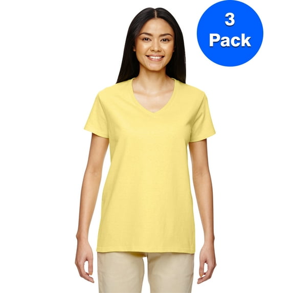 Womens Heavy Cotton 5.3 oz. V-Neck T-Shirt 3 Pack