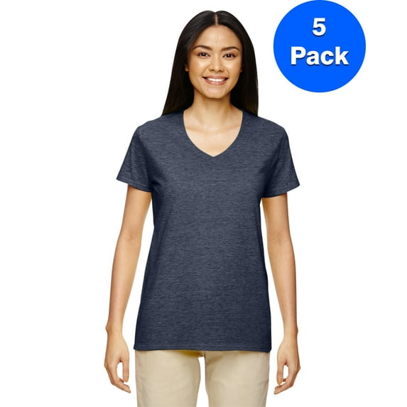 Womens Heavy Cotton 5.3 oz. V-Neck T-Shirt 5 Pack