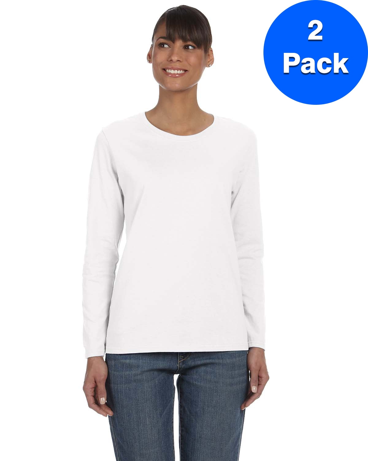 Womens Heavy Cotton Missy Fit Long-Sleeve T-Shirt 2 Pack - Walmart.com