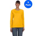 thumbnail image 1 of Womens Heavy Cotton Missy Fit Long-Sleeve T-Shirt 5 Pack, 1 of 2