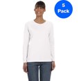 thumbnail image 1 of Womens Heavy Cotton Missy Fit Long-Sleeve T-Shirt 5 Pack, 1 of 2