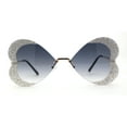 thumbnail image 1 of Womens Heavy Sparkle Rhinestone Heart Butterfly Rimless Sunglasses Gold Smoke, 1 of 4