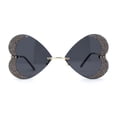 thumbnail image 1 of Womens Heavy Sparkle Rhinestone Heart Butterfly Rimless Sunglasses Gold Solid Black, 1 of 4