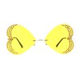 thumbnail image 1 of Womens Heavy Sparkle Rhinestone Heart Butterfly Rimless Sunglasses Gold Solid Yellow, 1 of 4