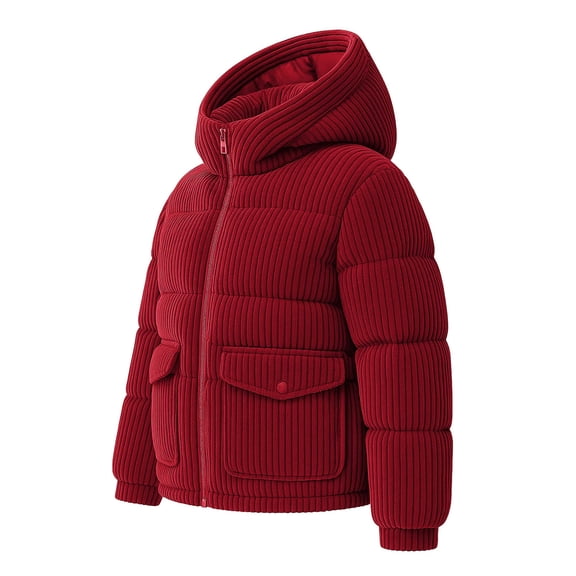 Womens Heavyweight Puffer Jacket Quilted Down Windproof Corduroy Winter Puffer Coat Heritage Red (M)