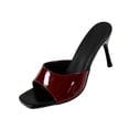 thumbnail image 1 of Womens Heeled Sandals Open Square Toe Heels Chunky Block Heel Slip On Sandals for Women Summer Dress Shoes for Weddings/Parties/Daily Wear Size 36-43 Wine, 1 of 9