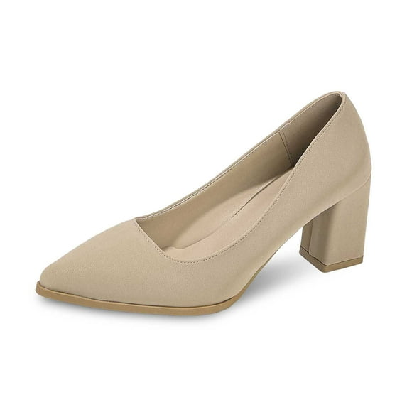 Womens Heels Chunky Heel Pumps Fashion High Heels for Work Women's High Heels Comfortable Breathable On Casual Solid Color For Daily Wear Versatile Fashion Shoes With Round Toe Design