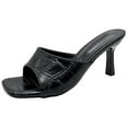thumbnail image 1 of Womens Heels Sandals Chunky Heels Transparent Backless Square Open Toe Slip on Stiletto Dress Shoes Heeled Slipper Black Women Sandal, 1 of 5