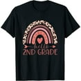 thumbnail image 1 of Womens Hello 2Nd Grade Teacher Leopard Rainbow Back To School T-Shirt Black 3X-Large, 1 of 5