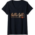thumbnail image 1 of Womens Hello Fall Gifts Fall Y'All Leopard Peace Love Autumn V-Neck T-Shirt, 1 of 3