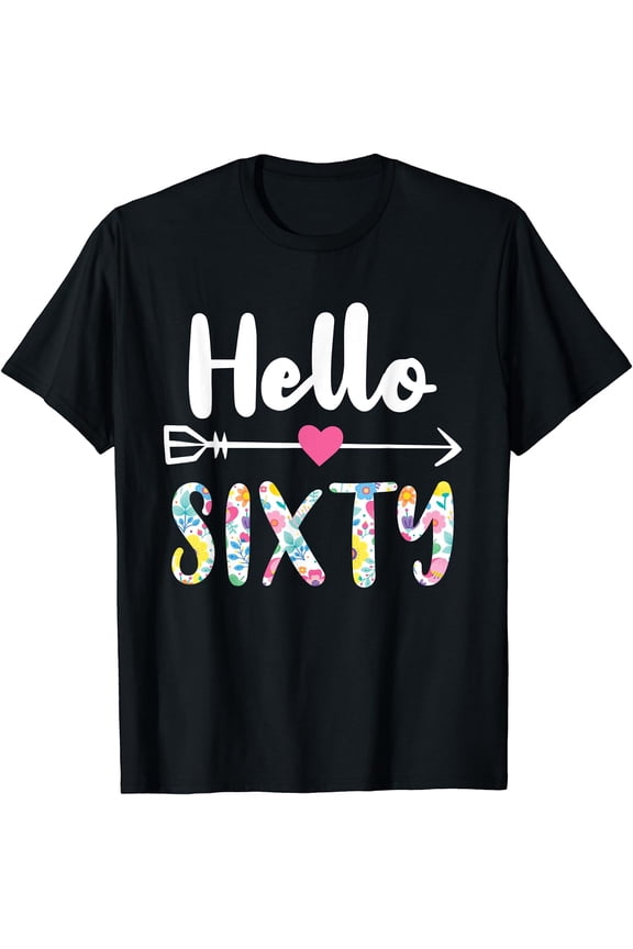 Womens Hello Fifty 60th Birthday T-Shirt Black X-Large