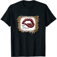 thumbnail image 1 of Womens Hello, Gorgeous Leopard Big Red Lips Heart Valentines Day V-Neck T-Shirt Black X-Large, 1 of 5