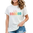 thumbnail image 1 of Womens Hello Summer Tshirt Funny Vacation Ice Cream Popsicle Ice Lolly Gift Casual Short Sleeve Tops White Medium, 1 of 4