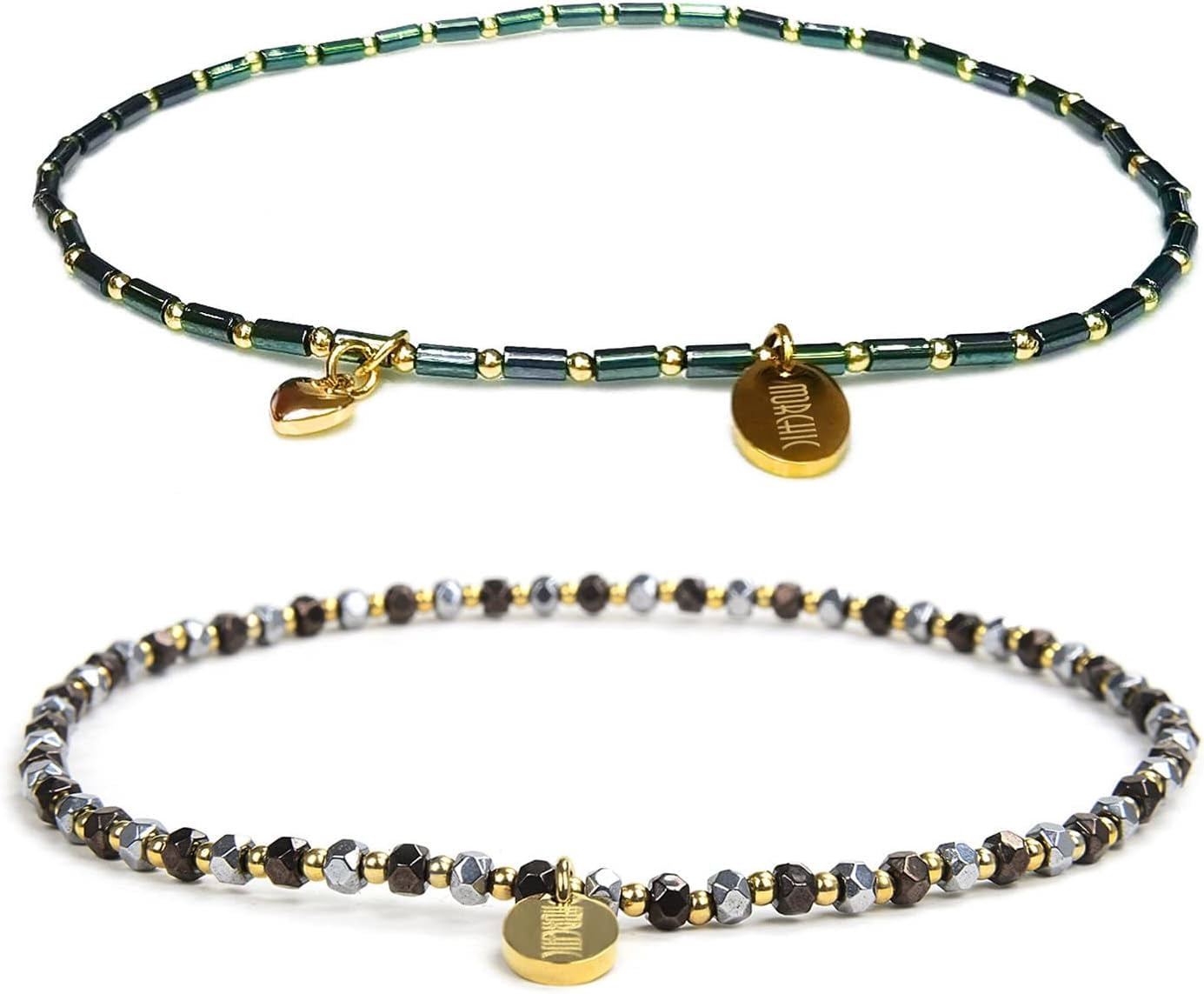 Womens Hematite Anklet, Handmade Foot Chain, Elastic Beach Chakra Jewelry[o5153]