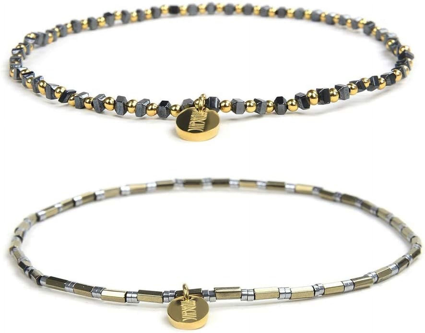 Womens Hematite Anklet, Handmade Foot Chain, Elastic Beach Chakra Jewelry[o5154]
