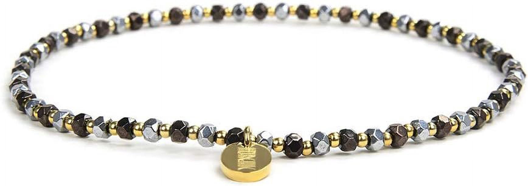 Womens Hematite Anklet, Handmade Foot Chain, Elastic Beach Chakra Jewelry[o5157]