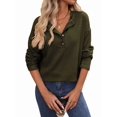 thumbnail image 1 of Womens Henley Long Sleeve Fall V Neck Fashion Dreesy Casual Tunic Sweaters Clothes Trendy Work Outfits  Green XL, 1 of 7