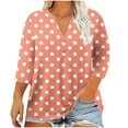 thumbnail image 1 of Womens Henley Plus Size Tops Button Polka Dots Print V Neck Summer Shirts Fashion Casual Loose Fit Comfy Blouses L-5XL, 1 of 5