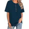 thumbnail image 1 of Womens Henley Shirt, Short Sleeve Shirts for Women Summer Casual Loose Fit Solid Color Button Up T-Shirts Tops, 1 of 6