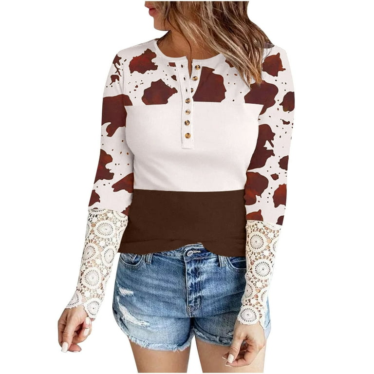 Lace Patchwork Long Sleeve Round Neck Sweatshirt Lace Patchwork Long Sleeve Round Neck Sweatshirt