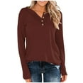 Womens Henley Tops Long Sleeve Cotton Shirts Thermal Pullover Casual