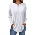 thumbnail image 1 of Womens Henley Tops Long Sleeve, Yigetop Long Sleeve Tops for Women Neck Casual Petite T Shirts Long Sleeve Tunic Tops for Women White 3XL, 1 of 6